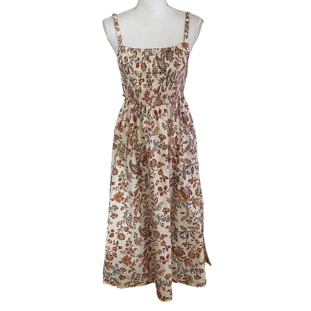 NEW Old Navy Size M Smocked Midi Dress Floral Print Boho Cottagecore Pockets